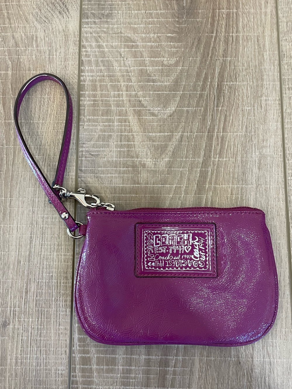 Coach Purple Patent Leather Wristlet